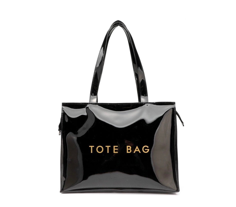 Waterproof Zippered Tote Bag with Letter Print, Shoulder Bag For Women
