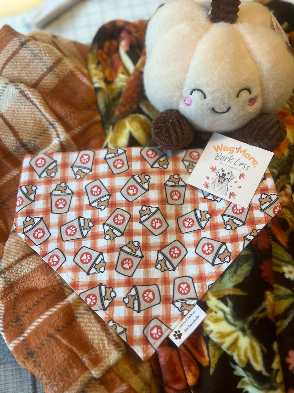 Paws & Puppaccinos Scrunchie Dog Bandana 🐾🍵🍂
