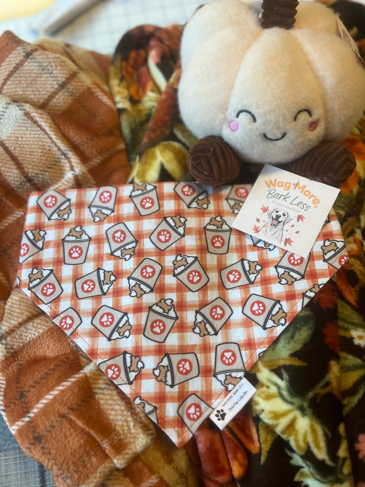 Paws & Puppaccinos Scrunchie Dog Bandana 🐾🍵🍂